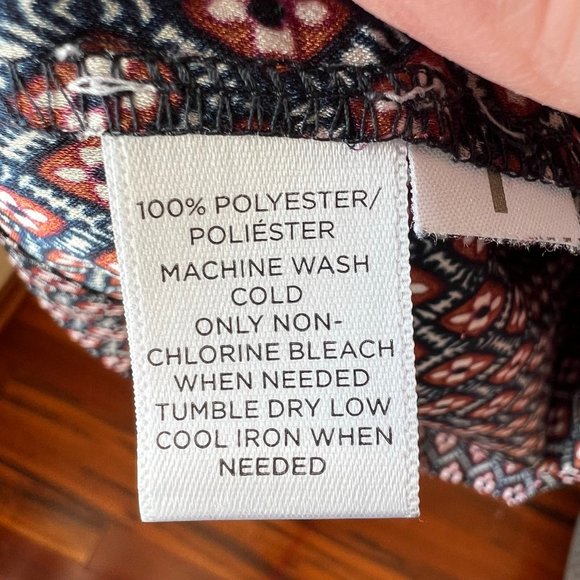 LOFT Petite Shirt Dress with Navy / Burgundy Pattern - Picture 10 of 11